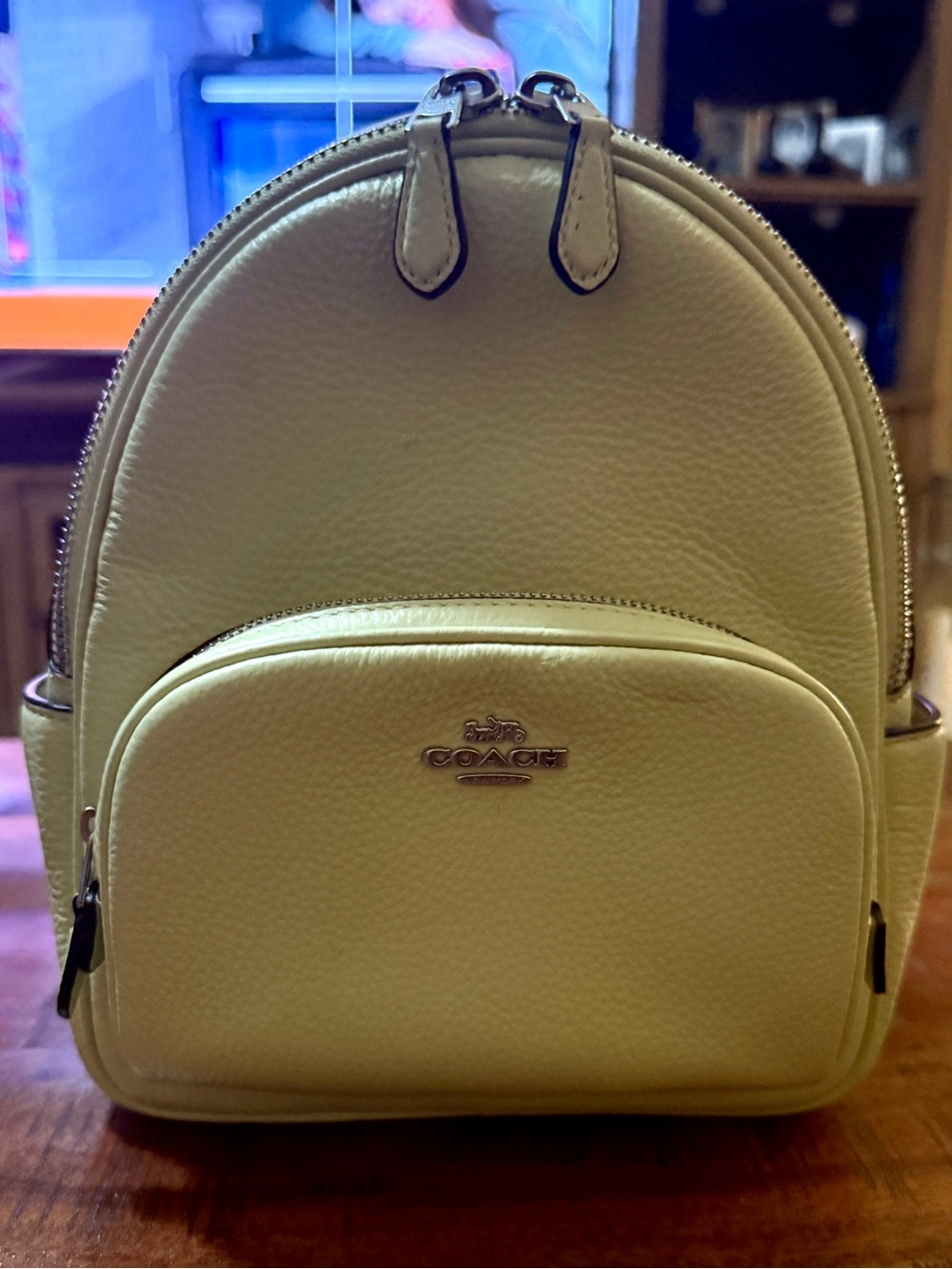 COACH Pebbled Leather Mini Backpack - Light Geen
